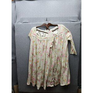 Earth Angels Womens 1X Floral Nightgown Set Of 2 With Lace Accents Cotton
